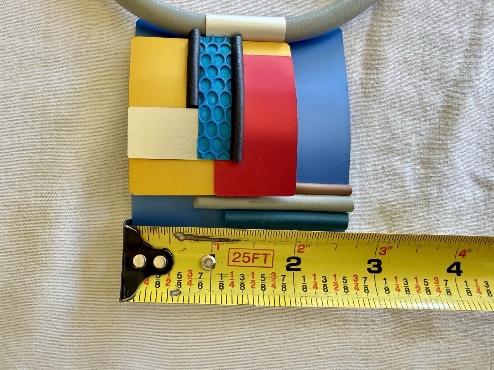 Christina Brampti Necklace Colorful Textured Abstract Art Pendant Rubber Cord