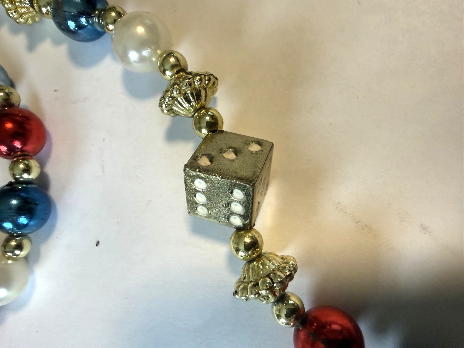 Welcome To Fabulous Las Vegas Nevada – Beaded Necklace – Dice and Colored Beads