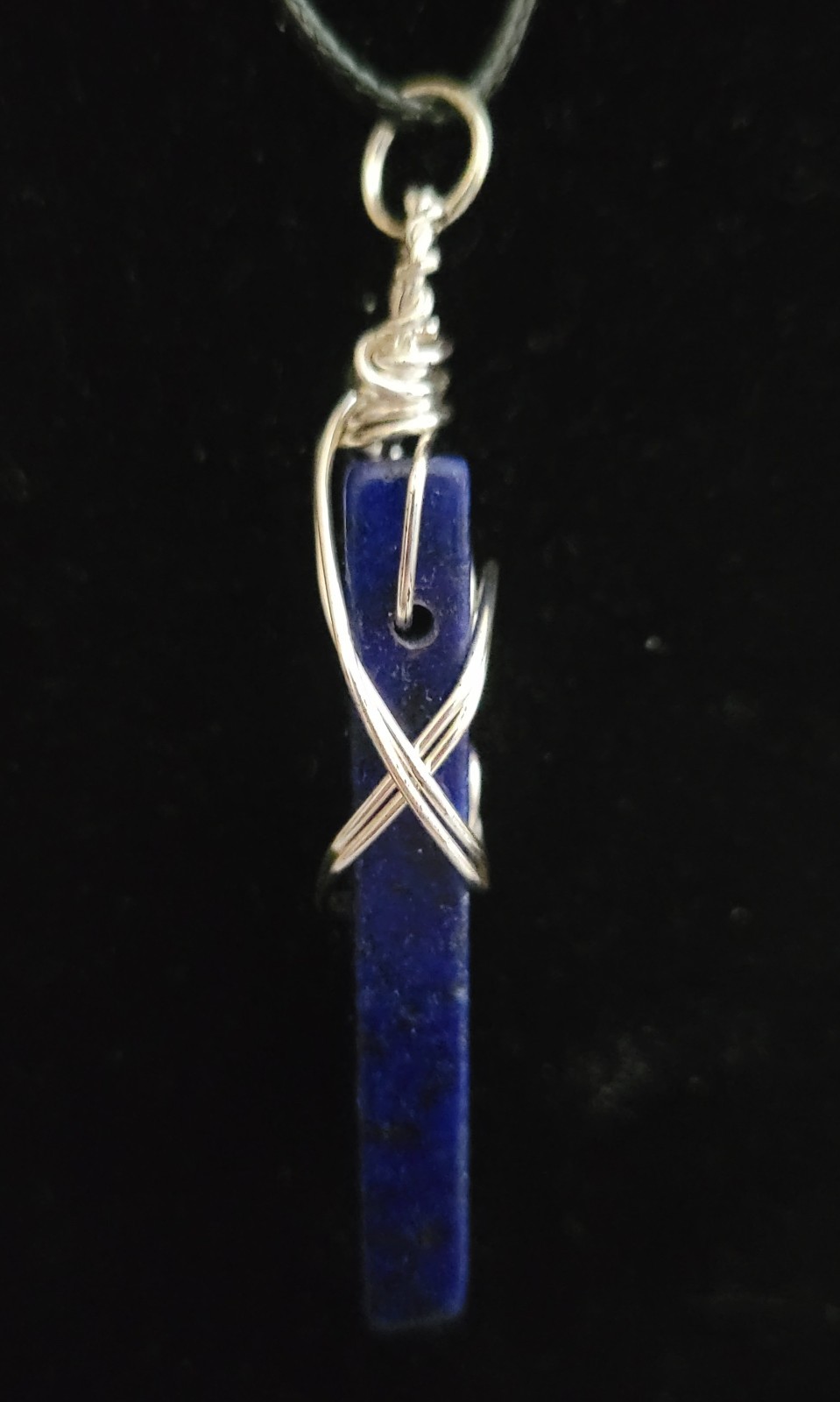 Handcrafted Wire-Wrapped Lapis Lazuli Tower Necklace 17″