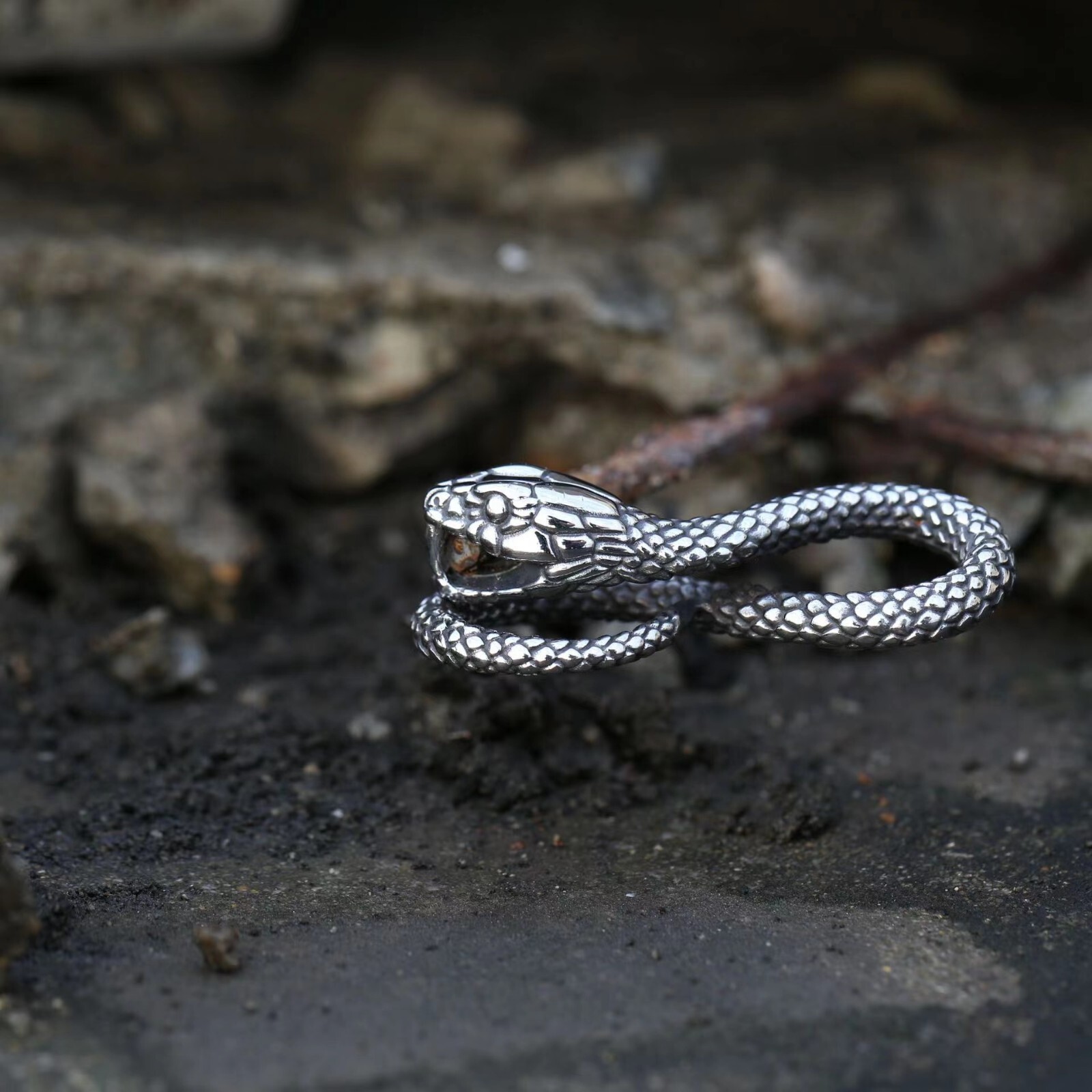 Men’s Silver Animal Snake Serpent Pendant Necklace Retro Rock Jewelry Chain 24″