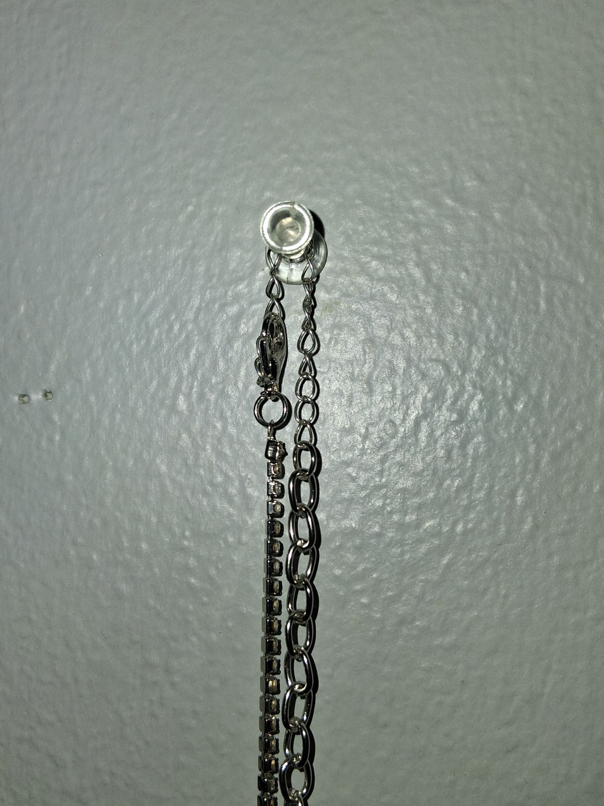 Silver Tone Box Chain Necklace Black Heart Charm Pendant Spring Ring Closure