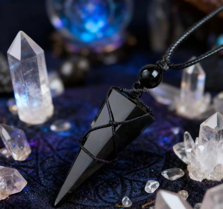 Hand-Polished Black Tourmaline Pendant High-Quality Crystal Point Spiritual Gift