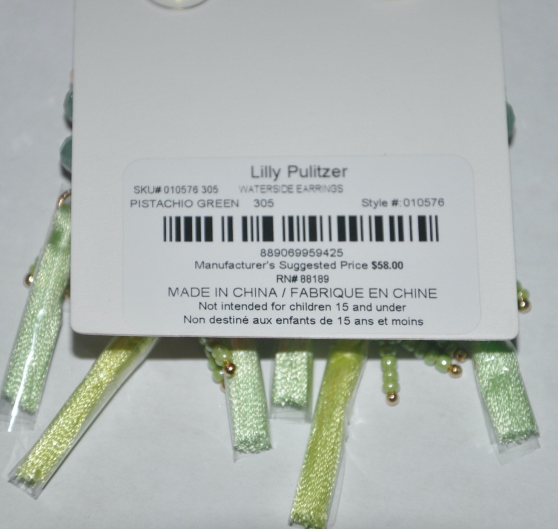 Lilly Pulitzer Waterside Tassle Earrings Green NEW NWT $58