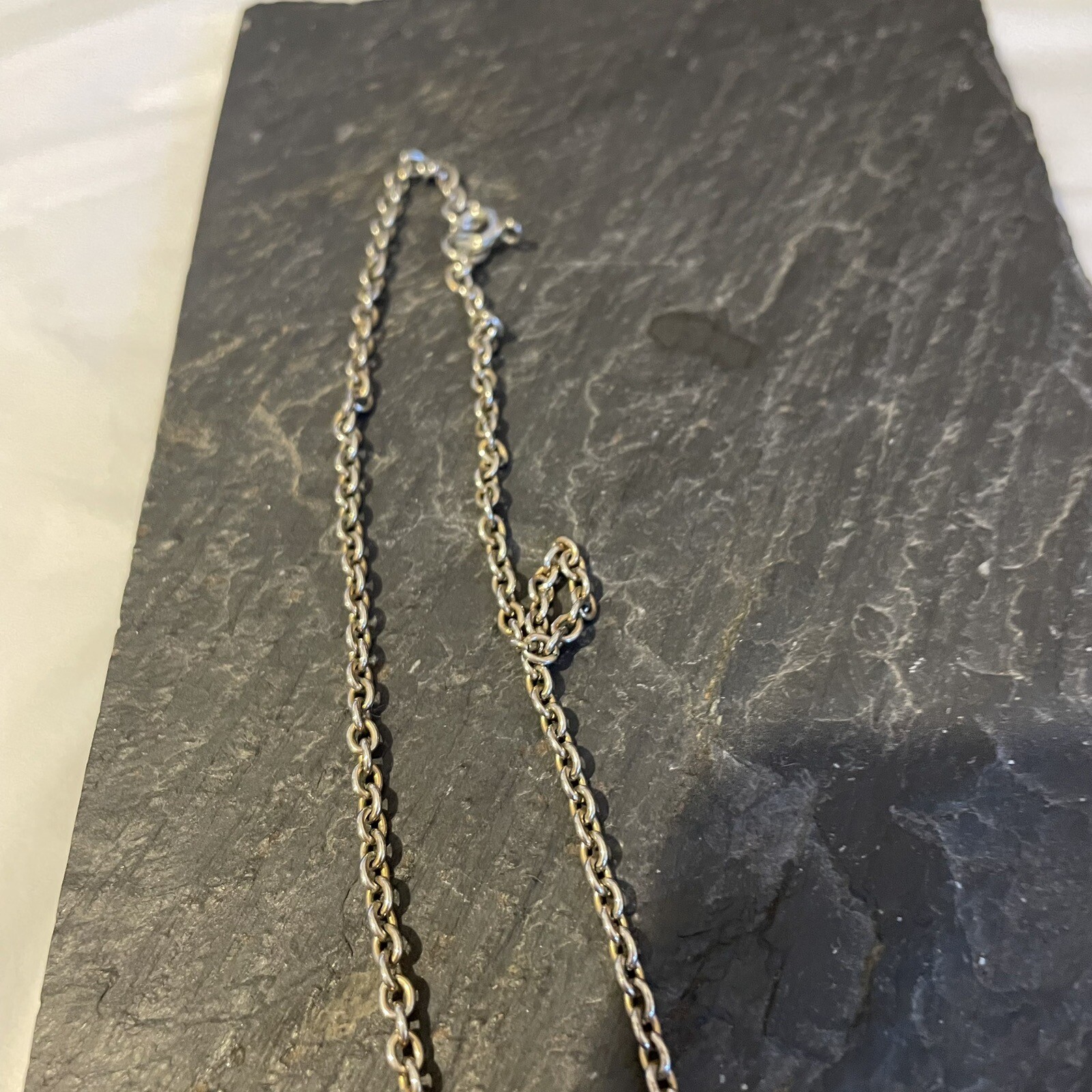 Vintage Necklace And Pendant Channel Set With Crystals On Long Silvertone Chain