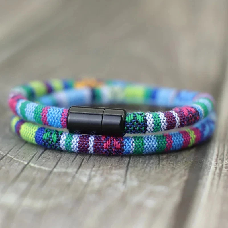 Men s Boho Rope Magnetic Bracelet Beach Surf Braided Bracelet Pulsera Gift