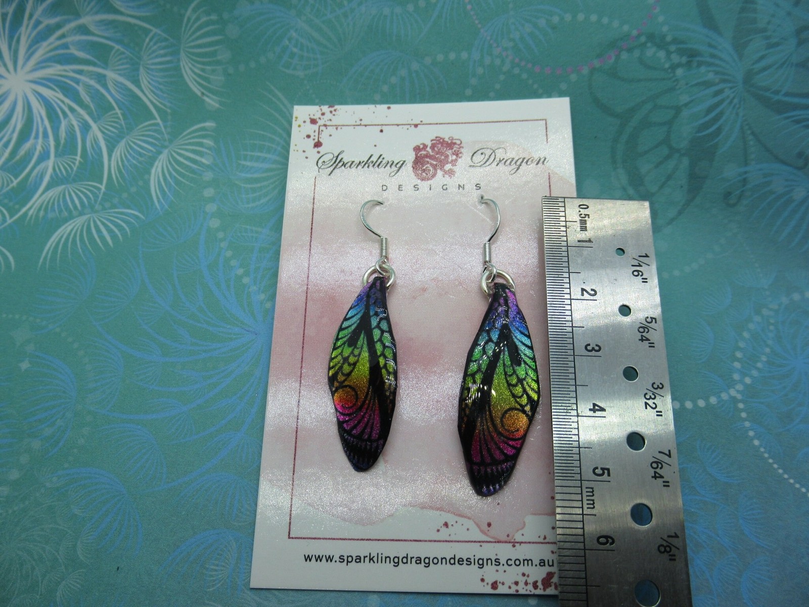 Butterfly Earrings Rainbow & Black Sparkle – Fairy Jewellery, Fun Gift for her