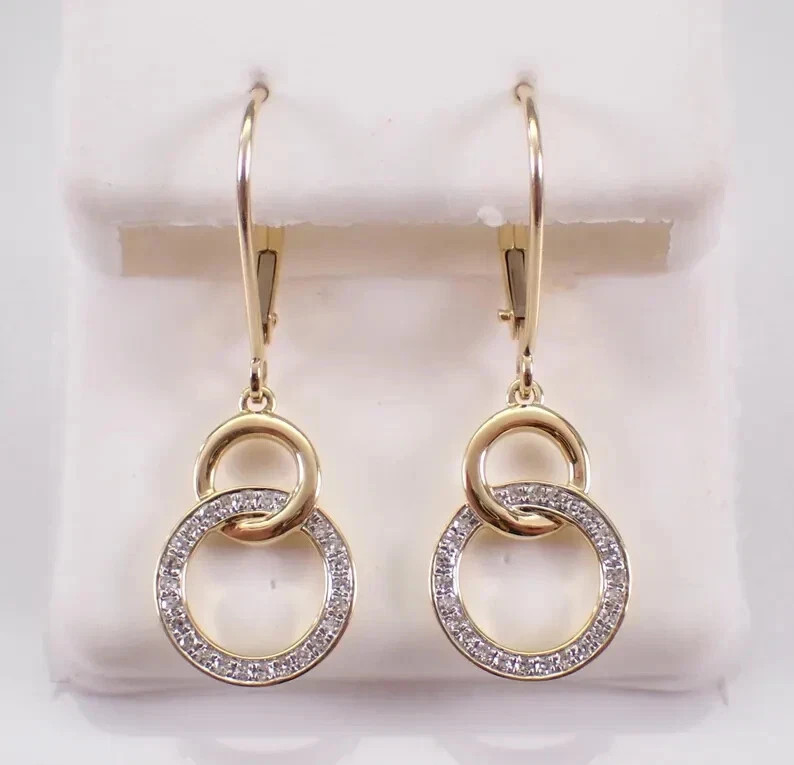 Women Drop Dangle Earring 14K Yellow Gold Finish Round Cut Simulated Diamond