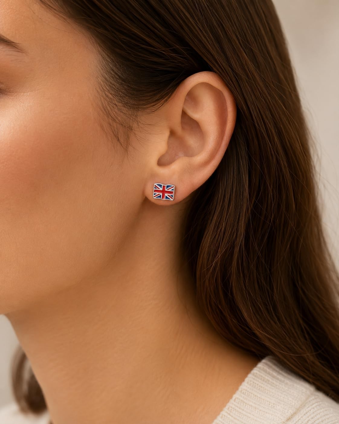 UK Flag Earrings, Union Jack United Kingdom Stud Earrings 925 Sterling Silver…