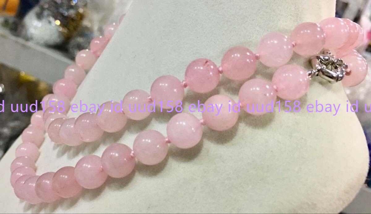 Natural 8mm 10mm 12mm Pink Rose Quartz Gemstone Round Beads Necklace 36” AAA