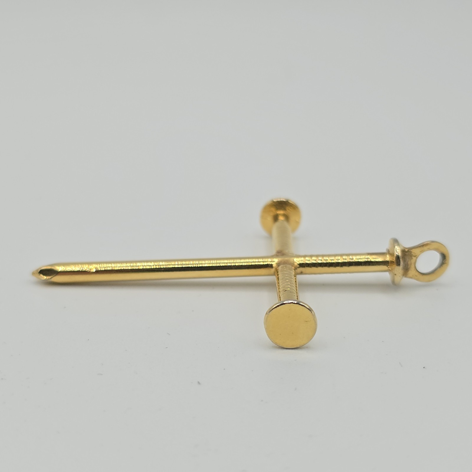 Three Nail Cross Gold Tone Pendant Christian Religious Jewelry 2.25″