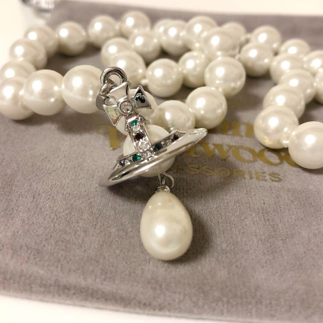 Vivienne Westwood Orb Necklace Choker White 1 Row Drop Pearl Outlet authentic