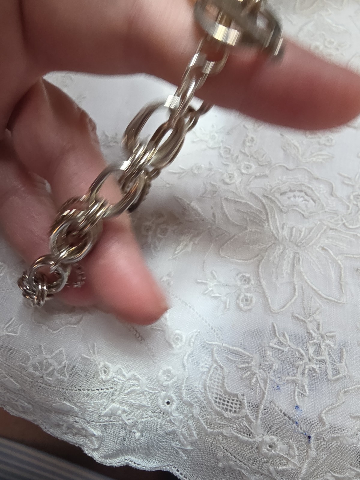 Silver Tone Bracelet Whit Rings
