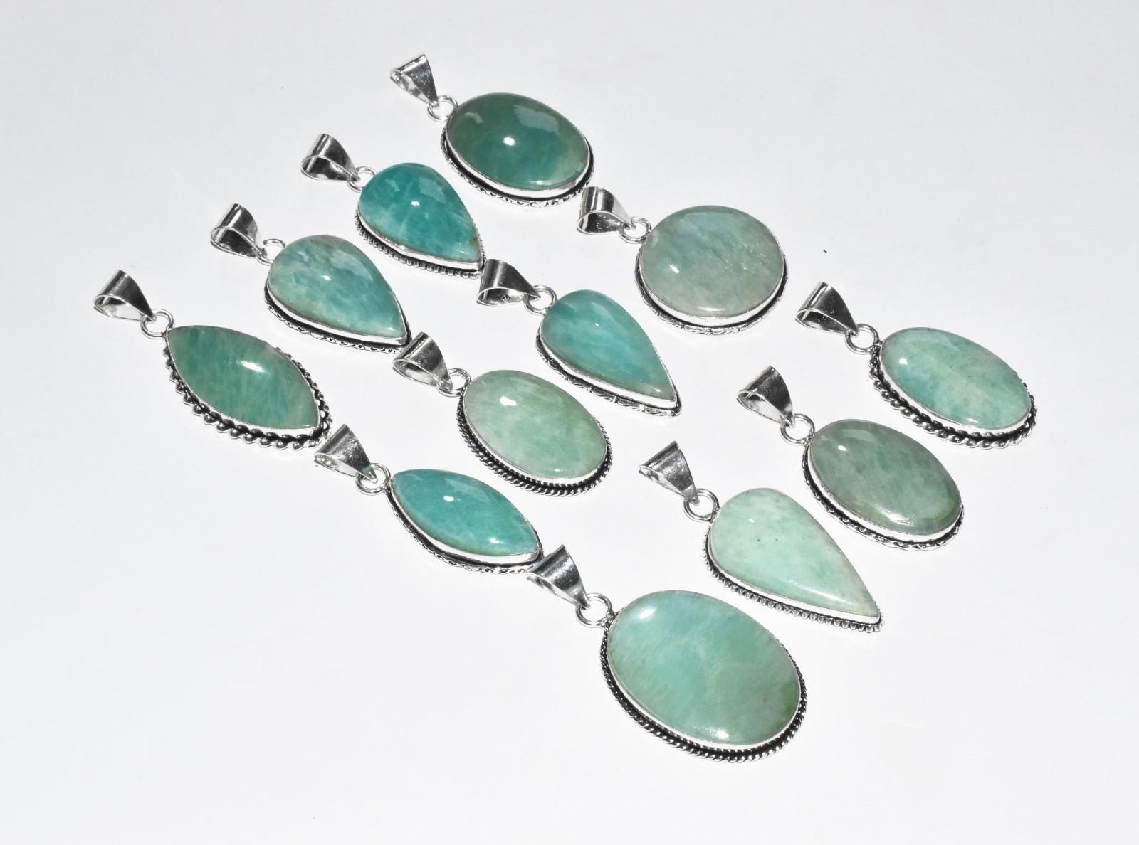 1-1000 Pcs Amazonite Pendant Wholesale Lot Bulk: Silver Plated Necklace WH-9