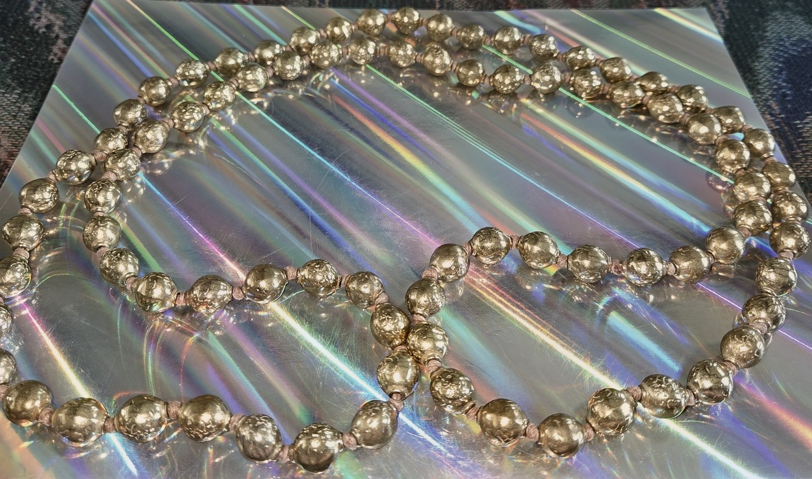 Gold Tone Metal Ball/Bead Chain Beaded Necklace 30″ Long, No Gemstones