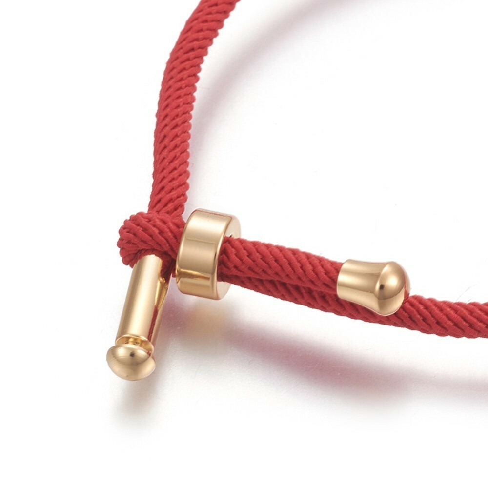 Cotton Cord Bracelet Finding Plated Red Real Gold Plated Adjustable Size P284