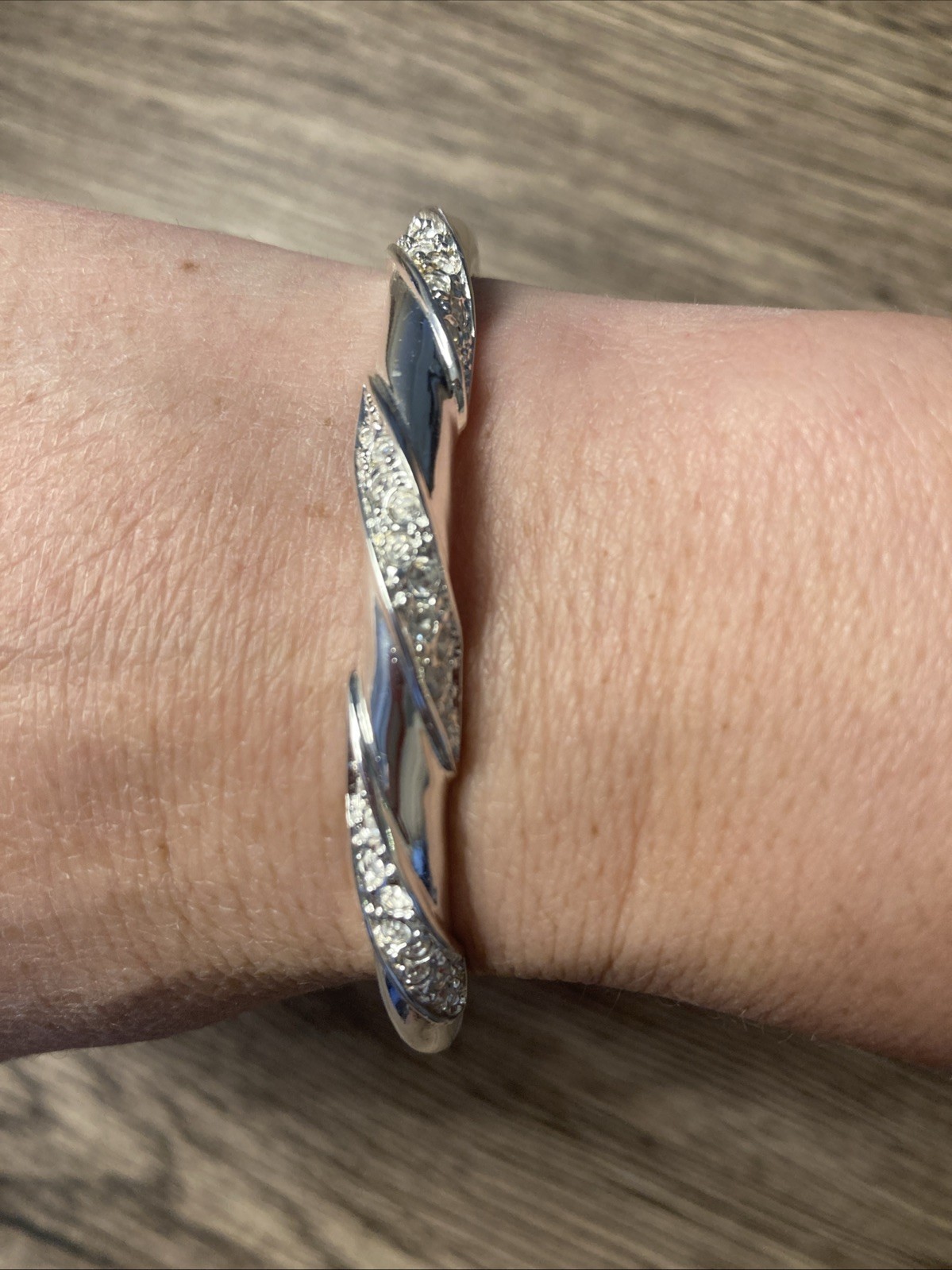 Roman Silver Tone with Pave Stones Bracelet and Post Earrings In Box Never Worn