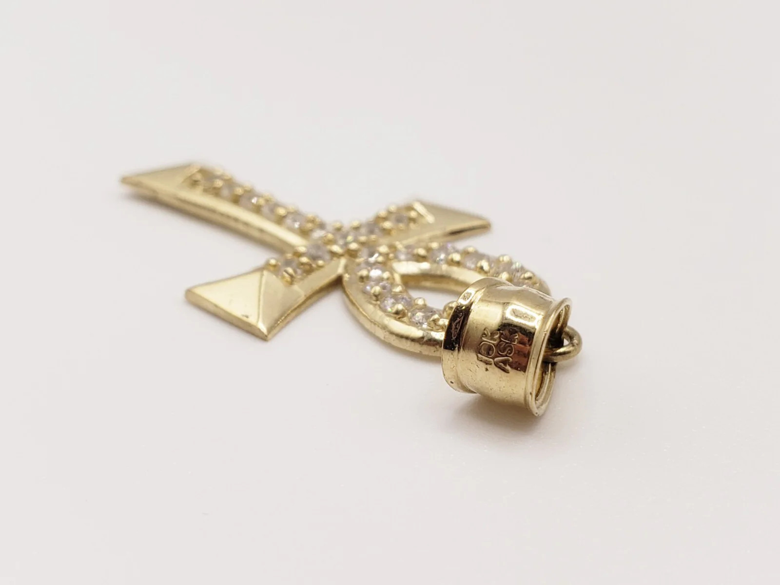 10KT Yellow Gold Ankh Cross with Stones Pendant/Charm