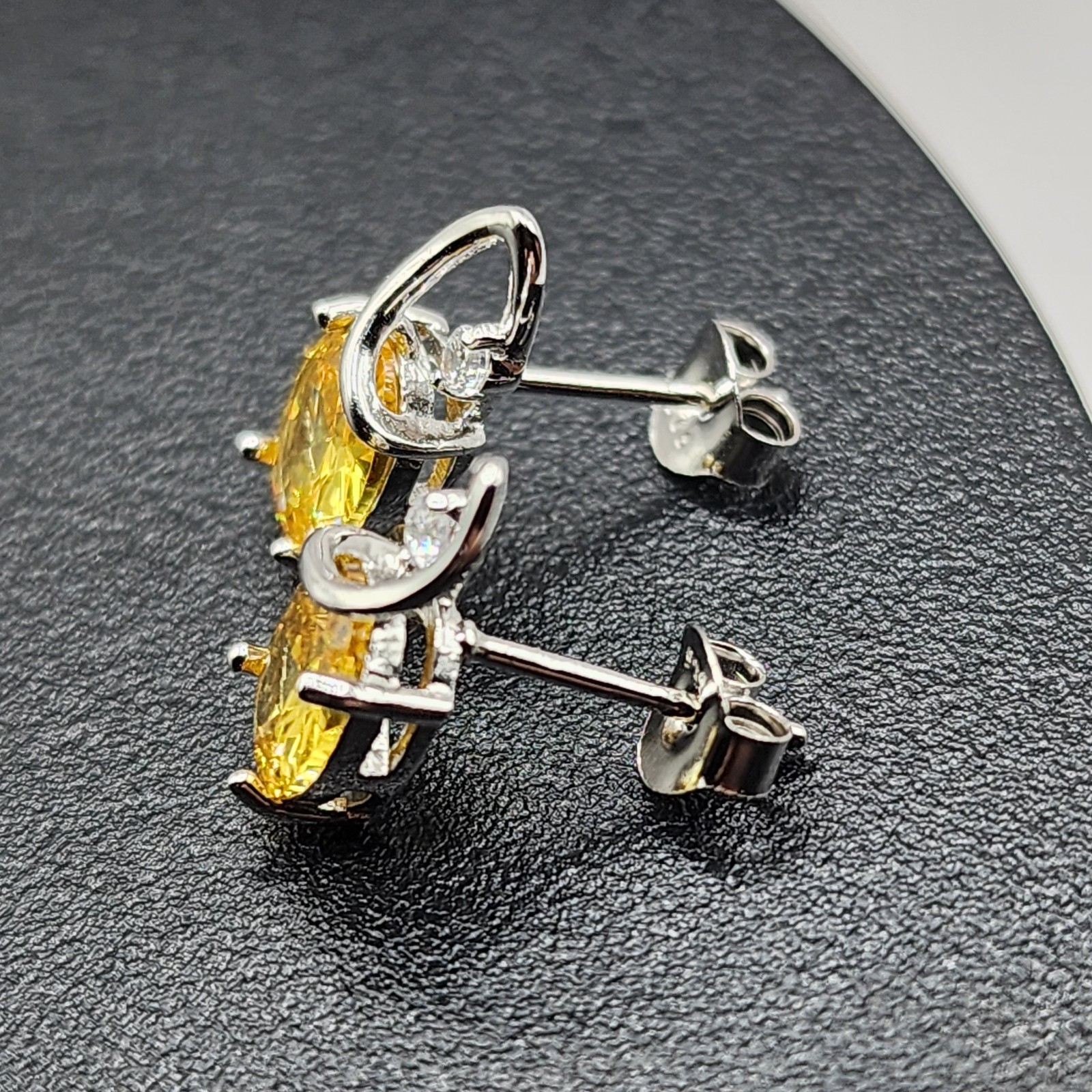 925 NEW Sterling Silver Pendant &Earrings Set Created Topaz &CZ