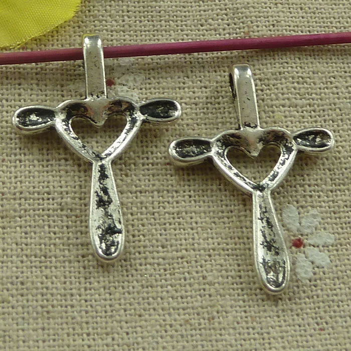 Free Ship 84 pcs tibetan silver cross and heart charms pendant 32X23mm L-3250