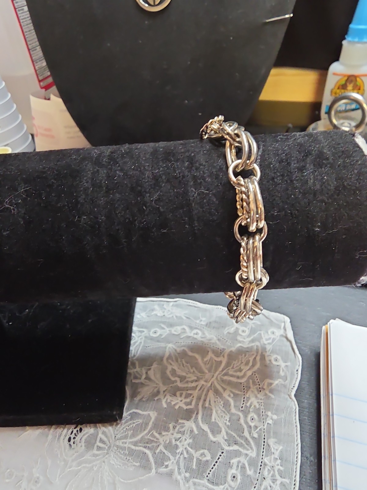 Silver Tone Bracelet Whit Rings