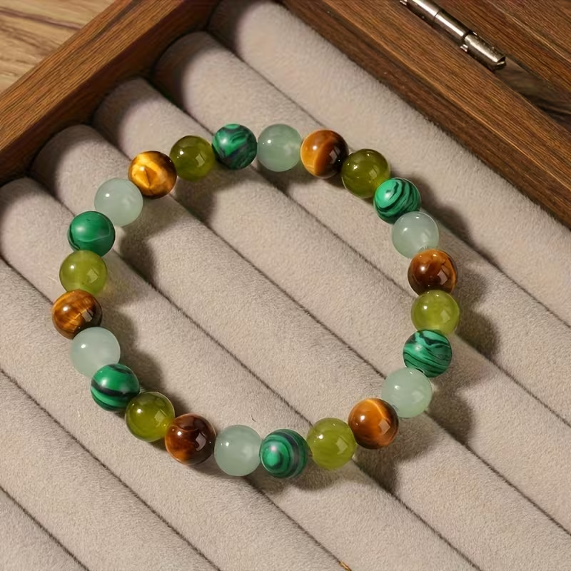 Natural Brown Tiger’s Eye Stone Bracelet Stretchable about 7-8 inch
