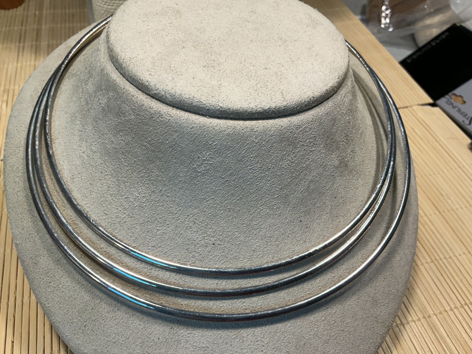 Fashion Necklace Silver Tone Multi Rail Torc Choker Lot 103D