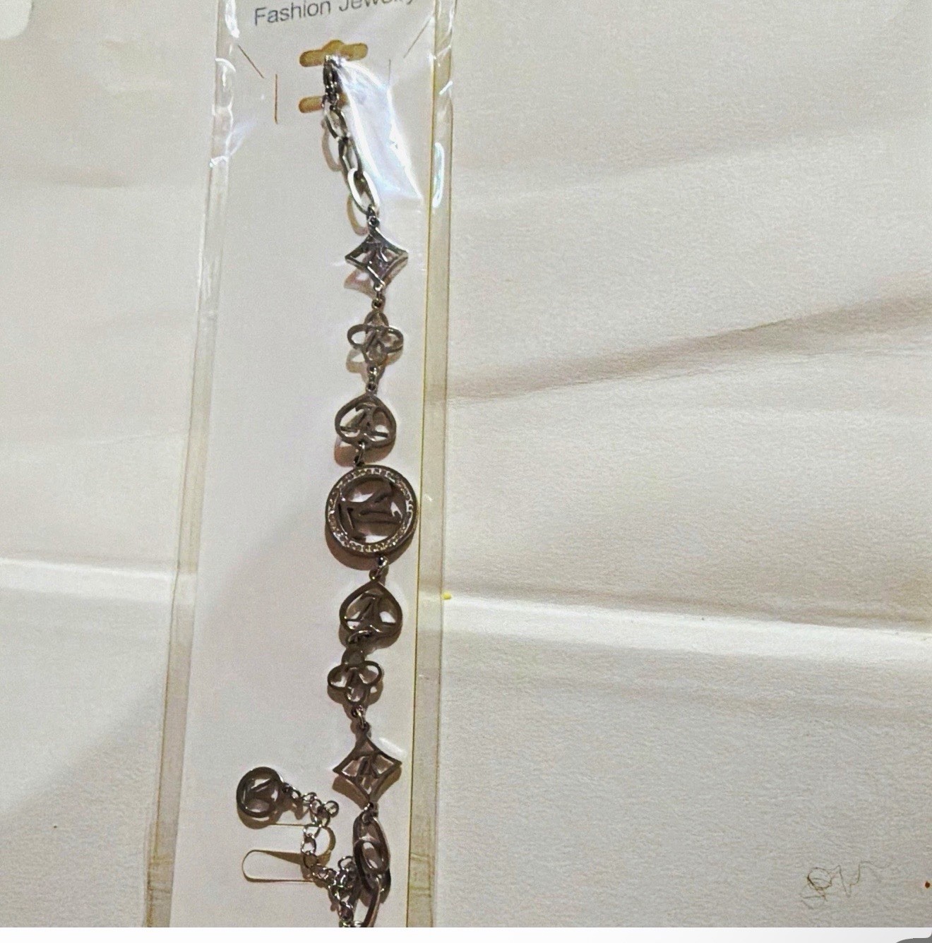 Silver Tone Cable Chain Religious Dangle Charm Bracelet Lobster Clasp