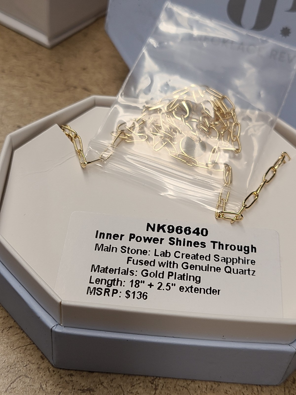 Bomb Party OG Necklace NK96640 ‘Inner Power Shines Through’ Sapphire On Gold