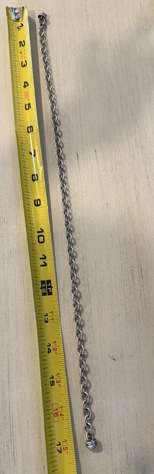 Judith Ripka Sterling Silver Shiny & Striped Oval Link 17” Magnetic Necklace 44g