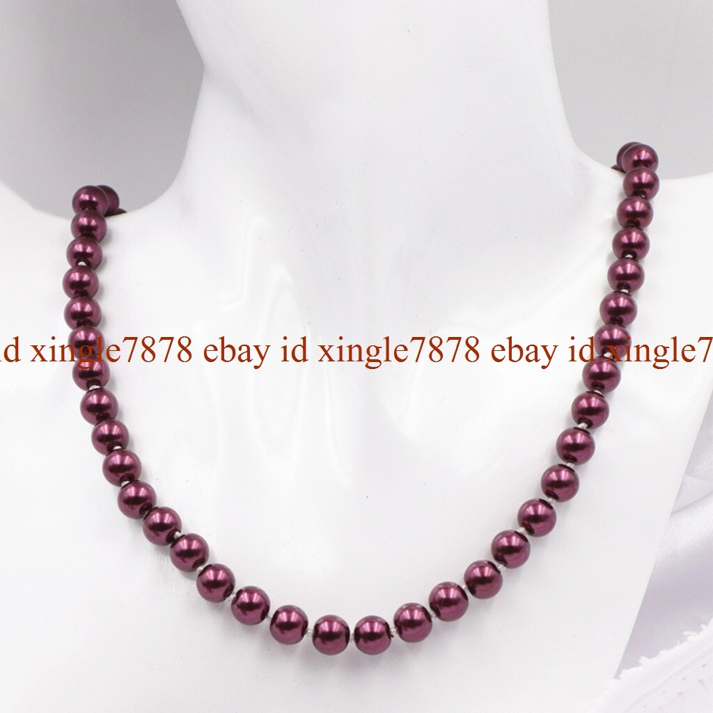 Natural 8MM 10MM 12MM South Sea Shell Pearl Round Beads Necklace 20″