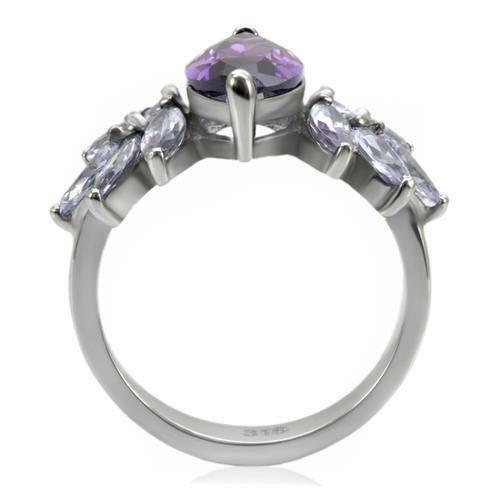 TK085 – High polished (no plating) Stainless Steel Ring with AAA Grade CZ in