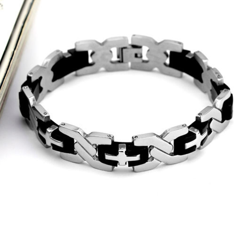 Stainless Steel Bracelets Link for Men Cross Mens Wristbands Bangle Man New