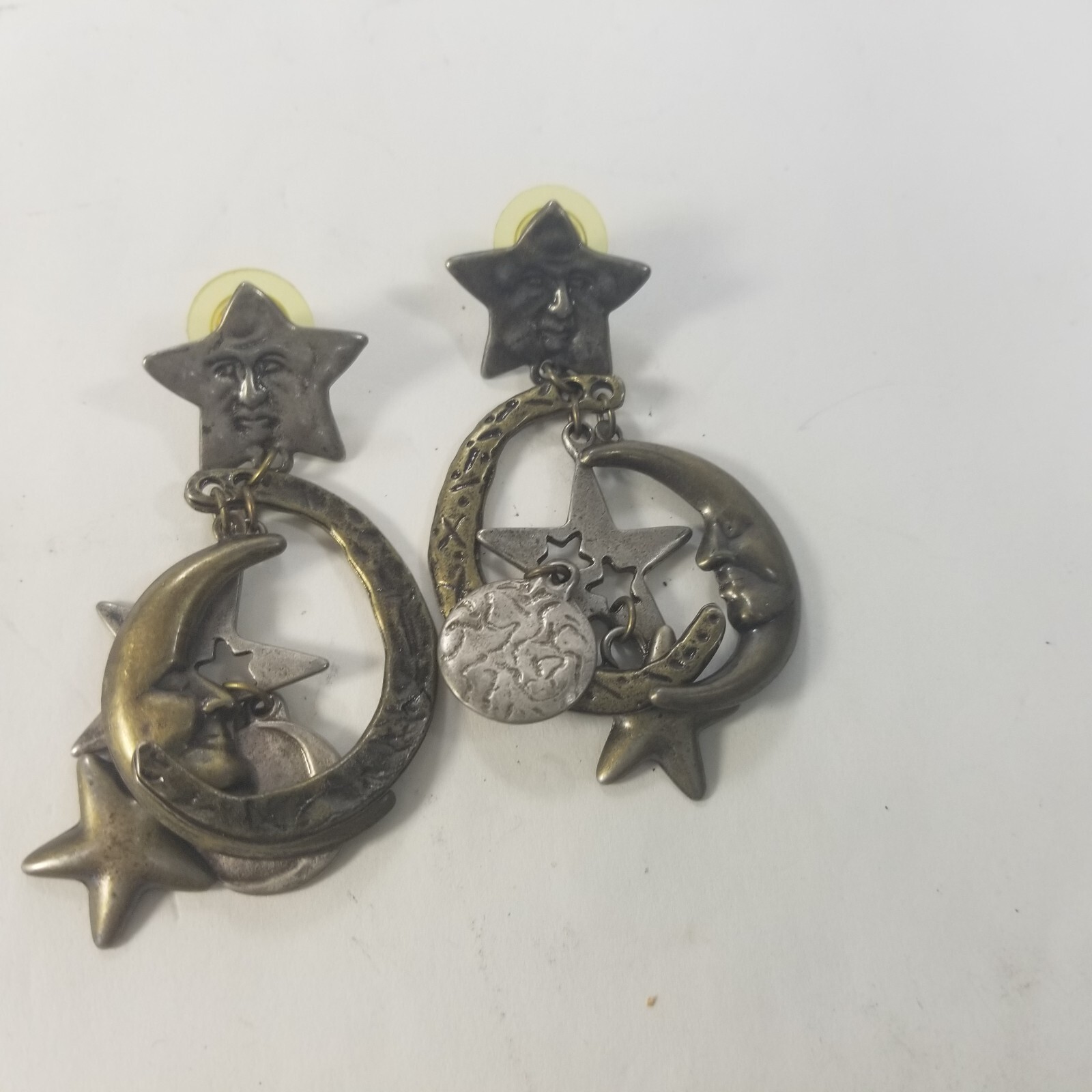 Faces in the Stars & Moons Dangle Earrings 2.5″