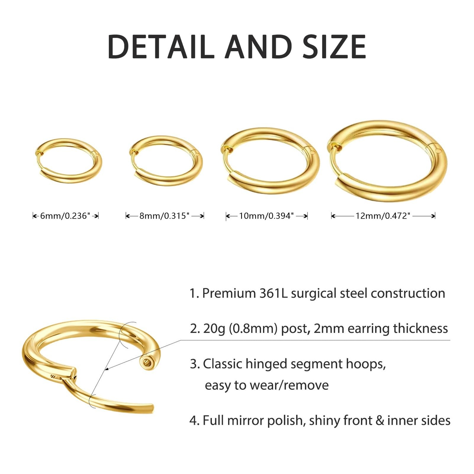Small Gold Huggie Hoop Earrings Set for Women, 4 Pairs 14K Gold Plated Surgic…