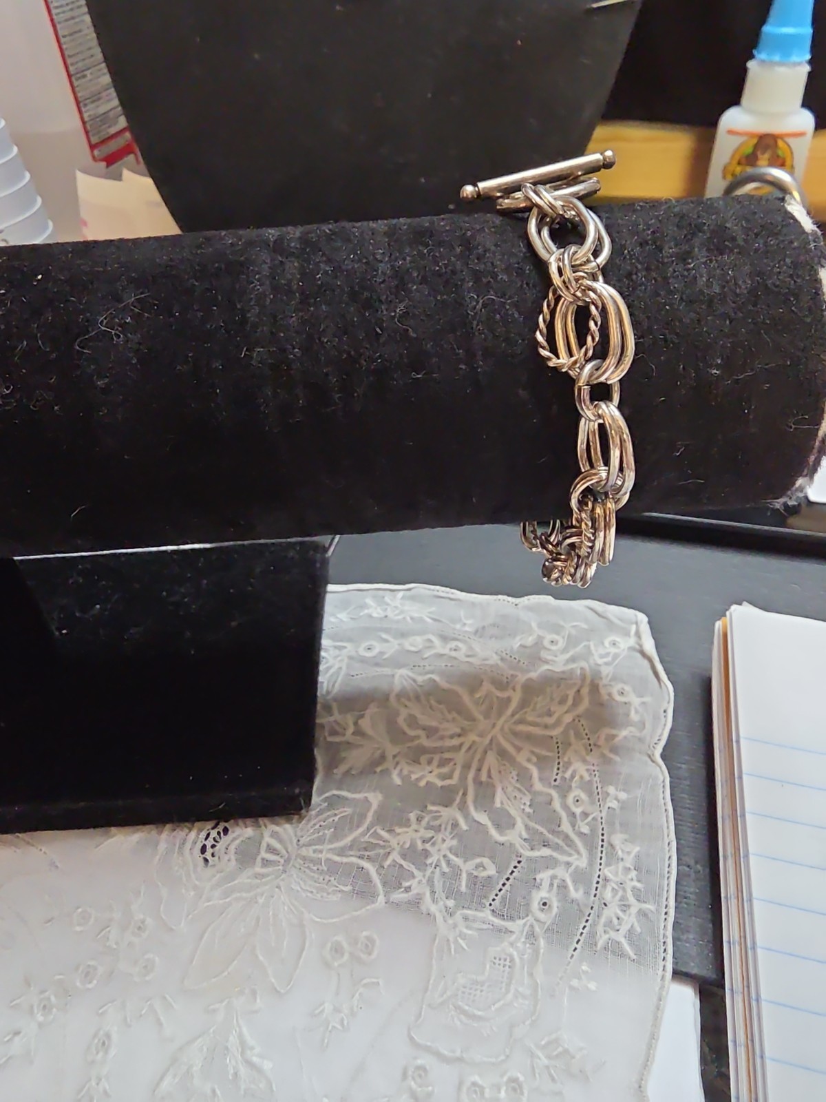 Silver Tone Bracelet Whit Rings