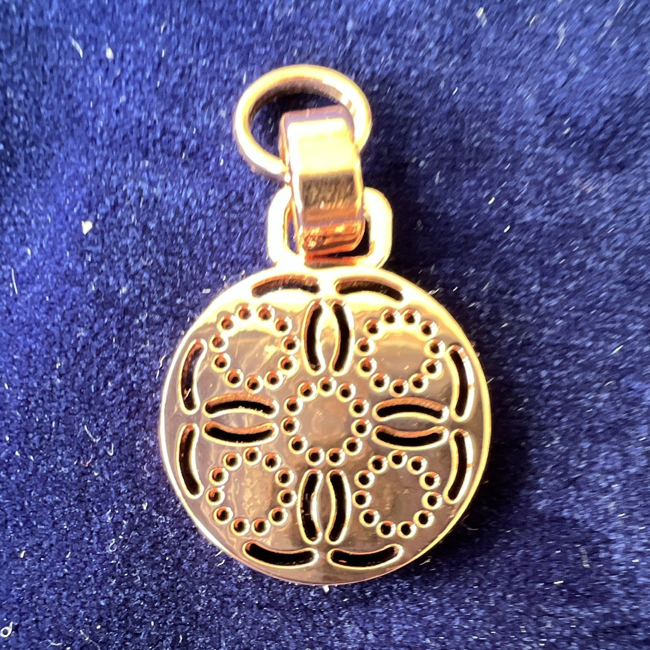 Copper Tone Round Filigree Cutout Charm Pendant with Bail, Metal, No Stone