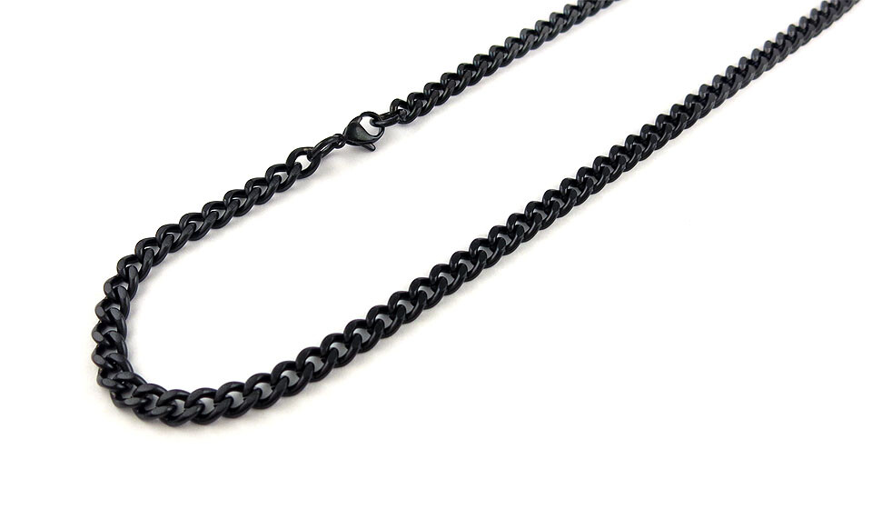 Stainless Steel Black Cz Cross Pendant with Chain Necklace ,24″ Black Curb Chain