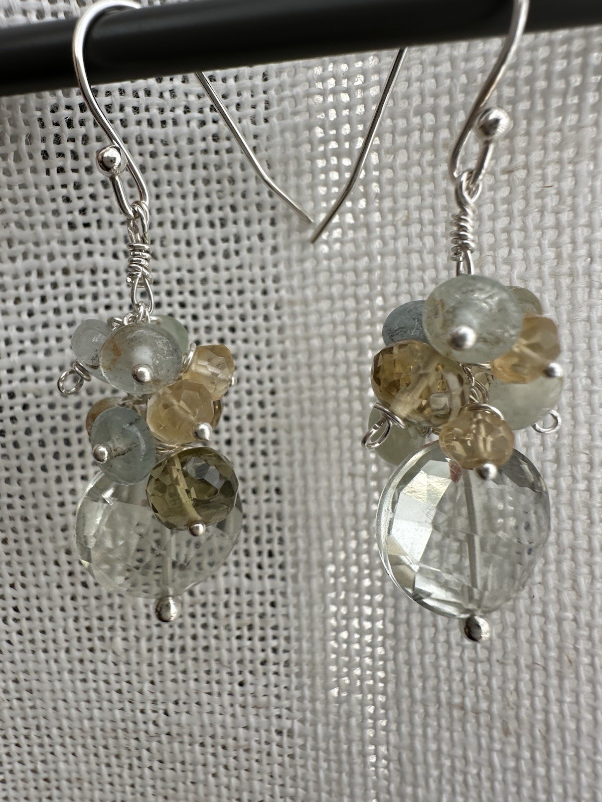 New Handmade 925 Sterling Silver Green Amethyst &mix Gemstone Earrings