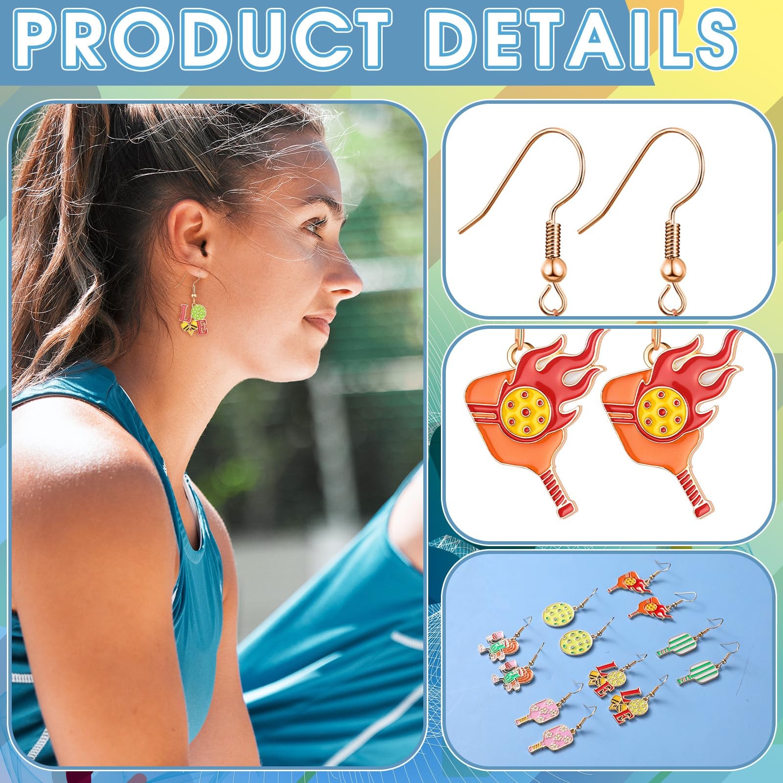 6 Pairs Sports Earrings for Women Game Earrings Jewelry Football Volleyball S…