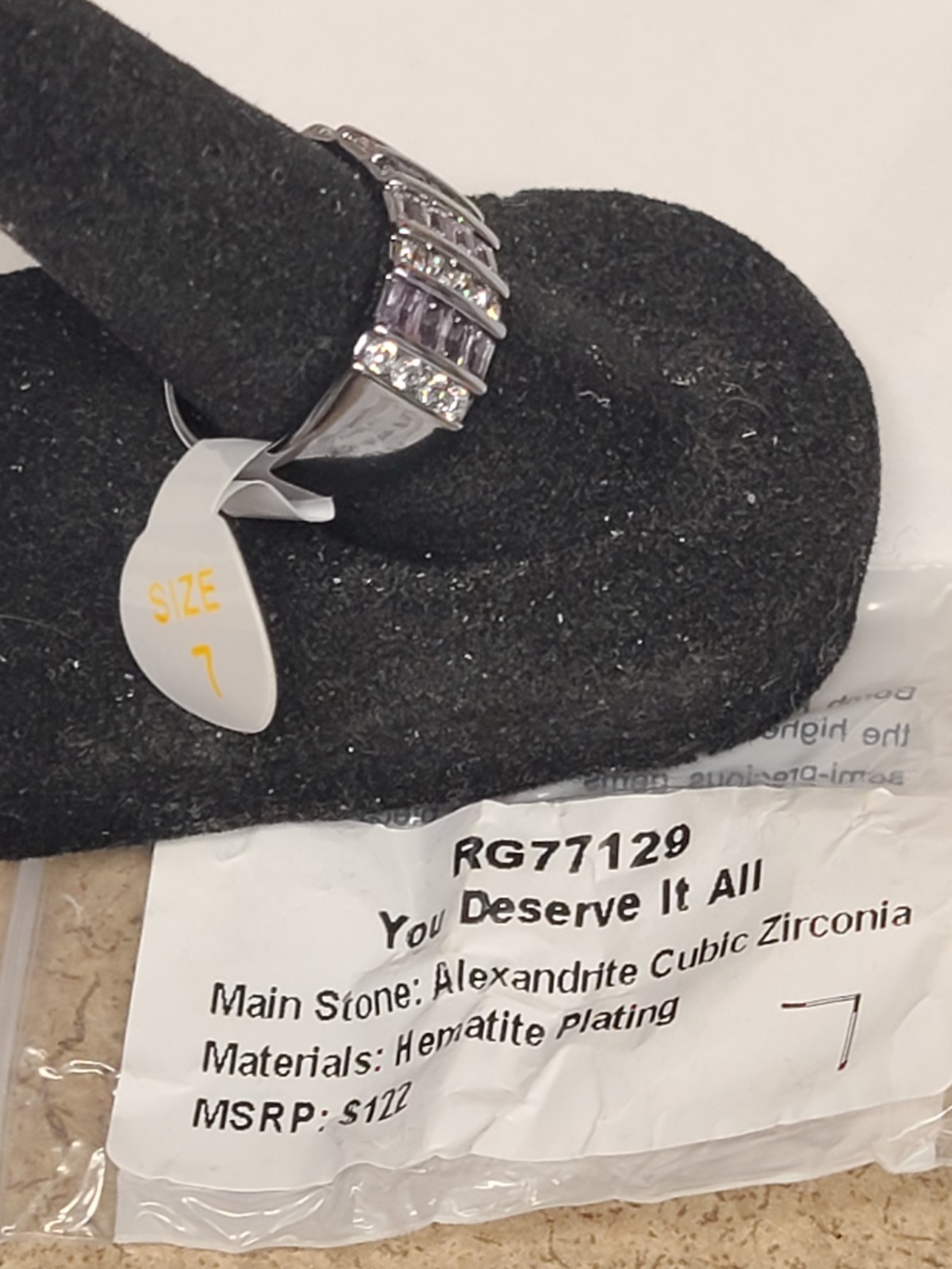 Bomb Party You Deserve It All Size 7 Alexandrite CZ On Hematite RG77129￼