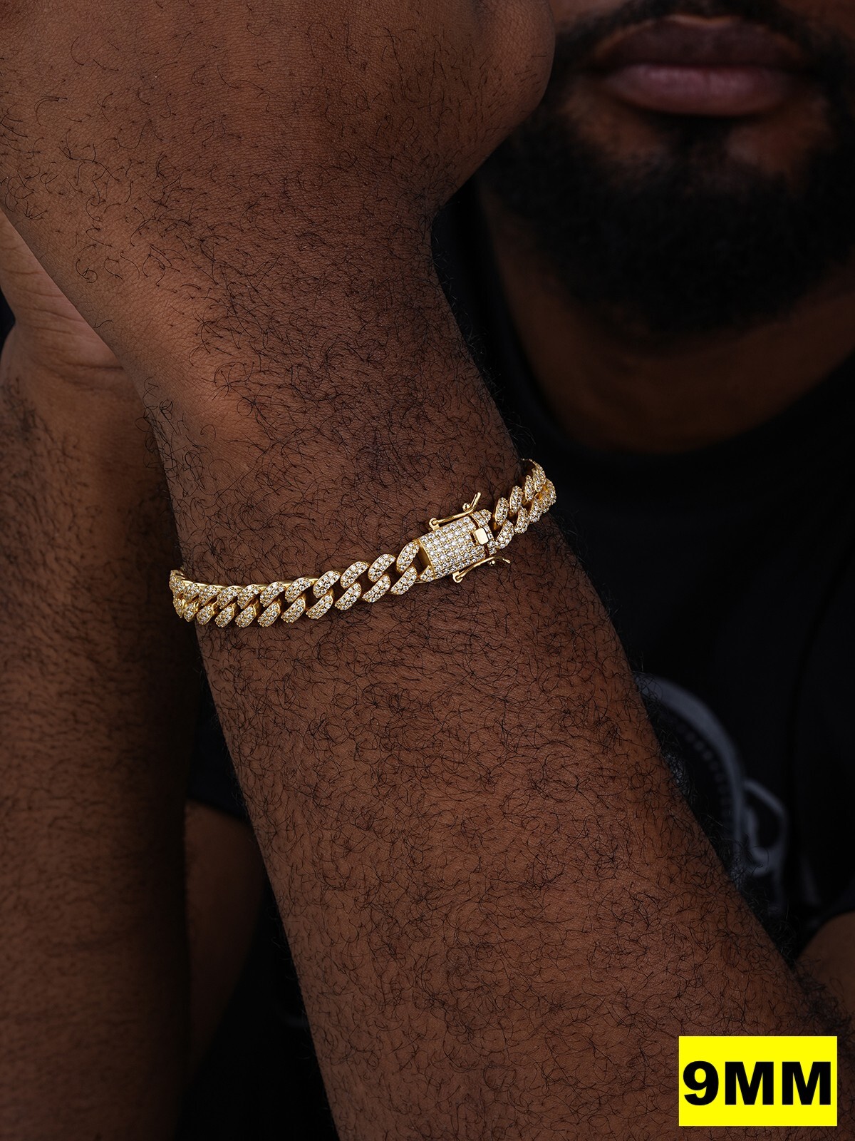 Real Miami Cuban Link Bracelet MOISSANITE 14k Gold Plated 925 Sterling Silver