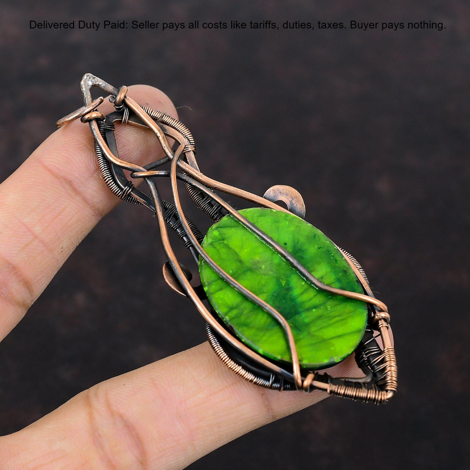 Multi Fire Labradorite Stone Copper Wire Wrapping Mother’s Day Pendant Jewelry