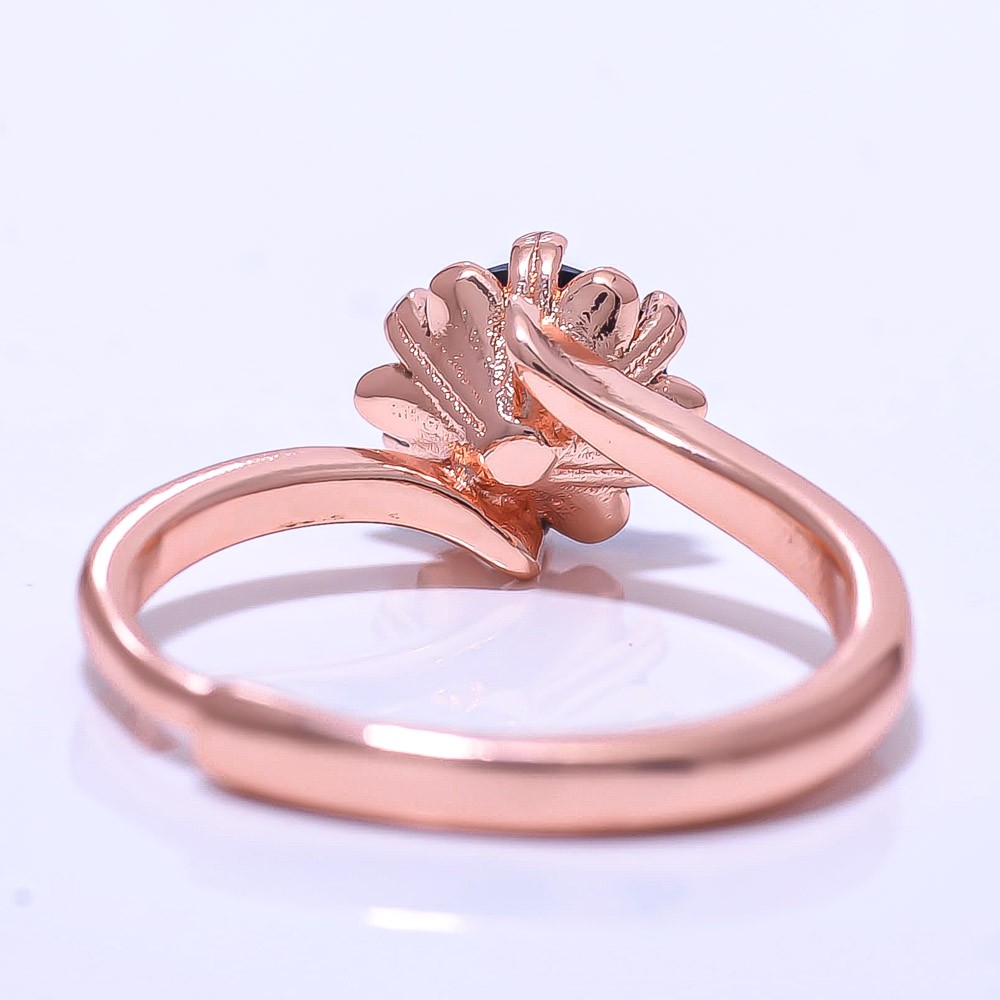 Black Spinel Gemstone Rose Gold Plated Ring Adst (83)