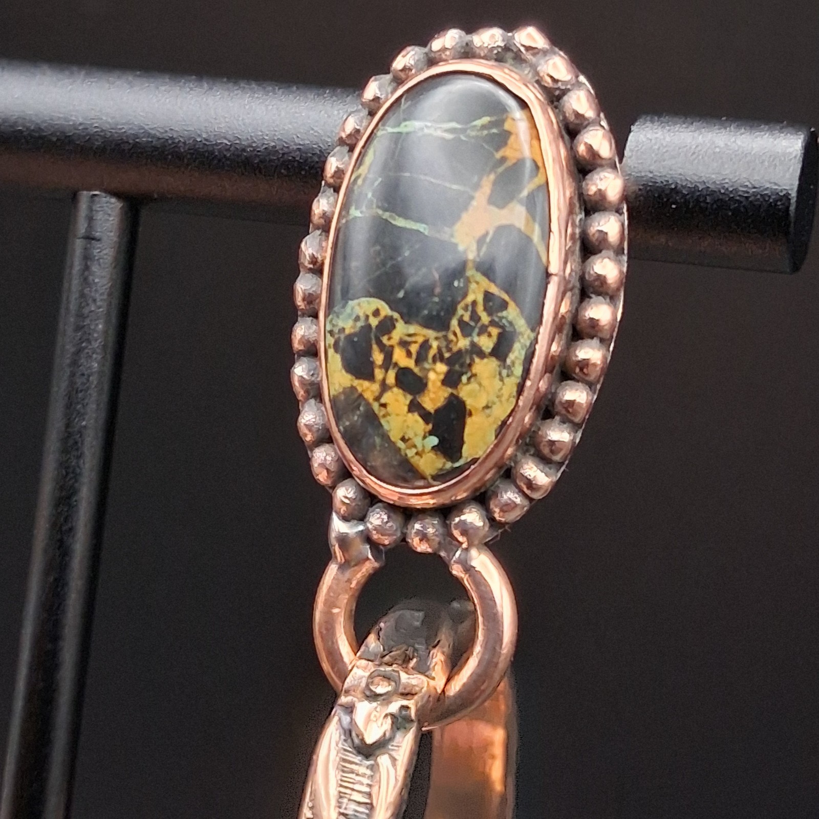 Black Jack Turquoise Copper Hoop Earrings Dangle Southwestern Native Style