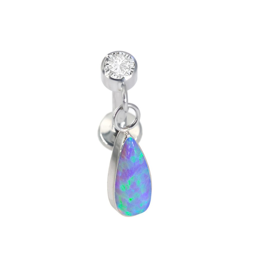 G23 Titanium Internally Threaded Opal Ear Stud Cartilage Helix Tragus Piercing