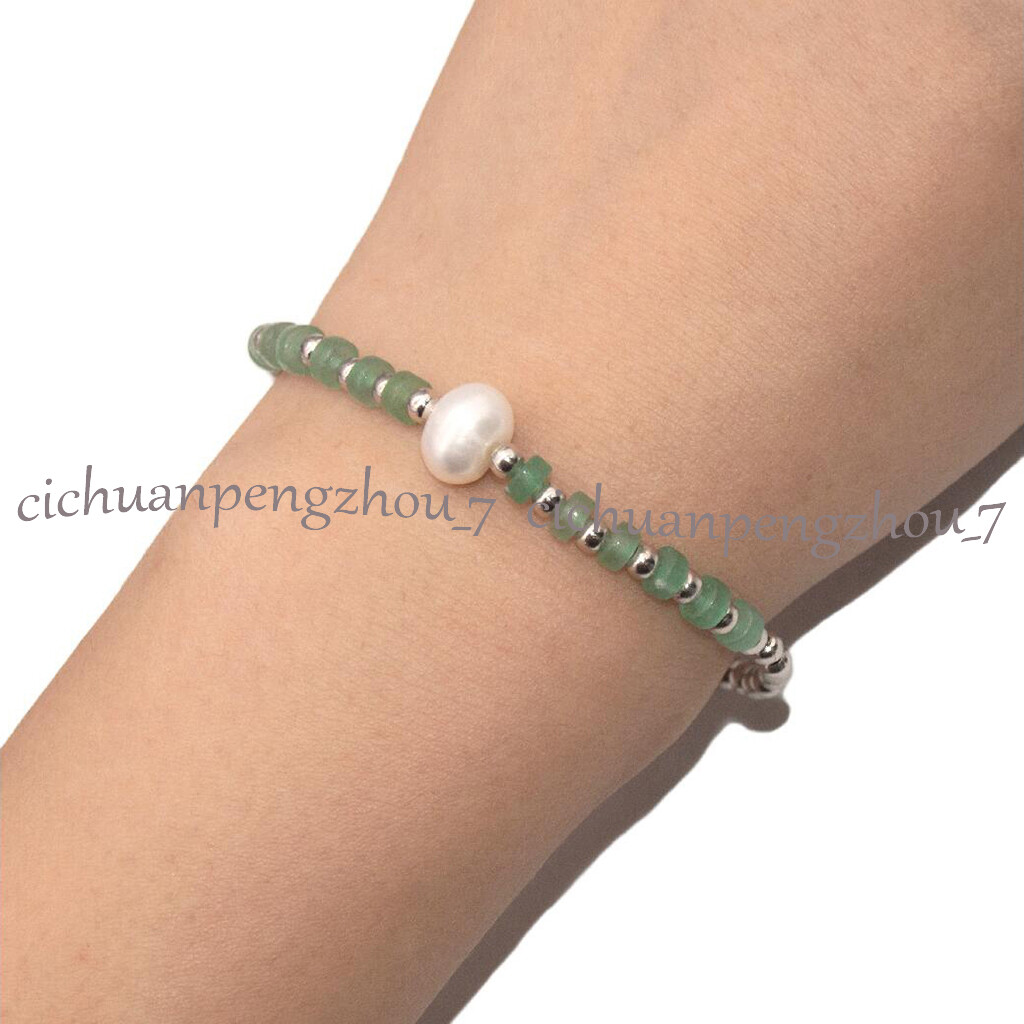 2x4mm Rondelle Green Aventurine Spacer White Pearl Necklace Bracelet Ring Set