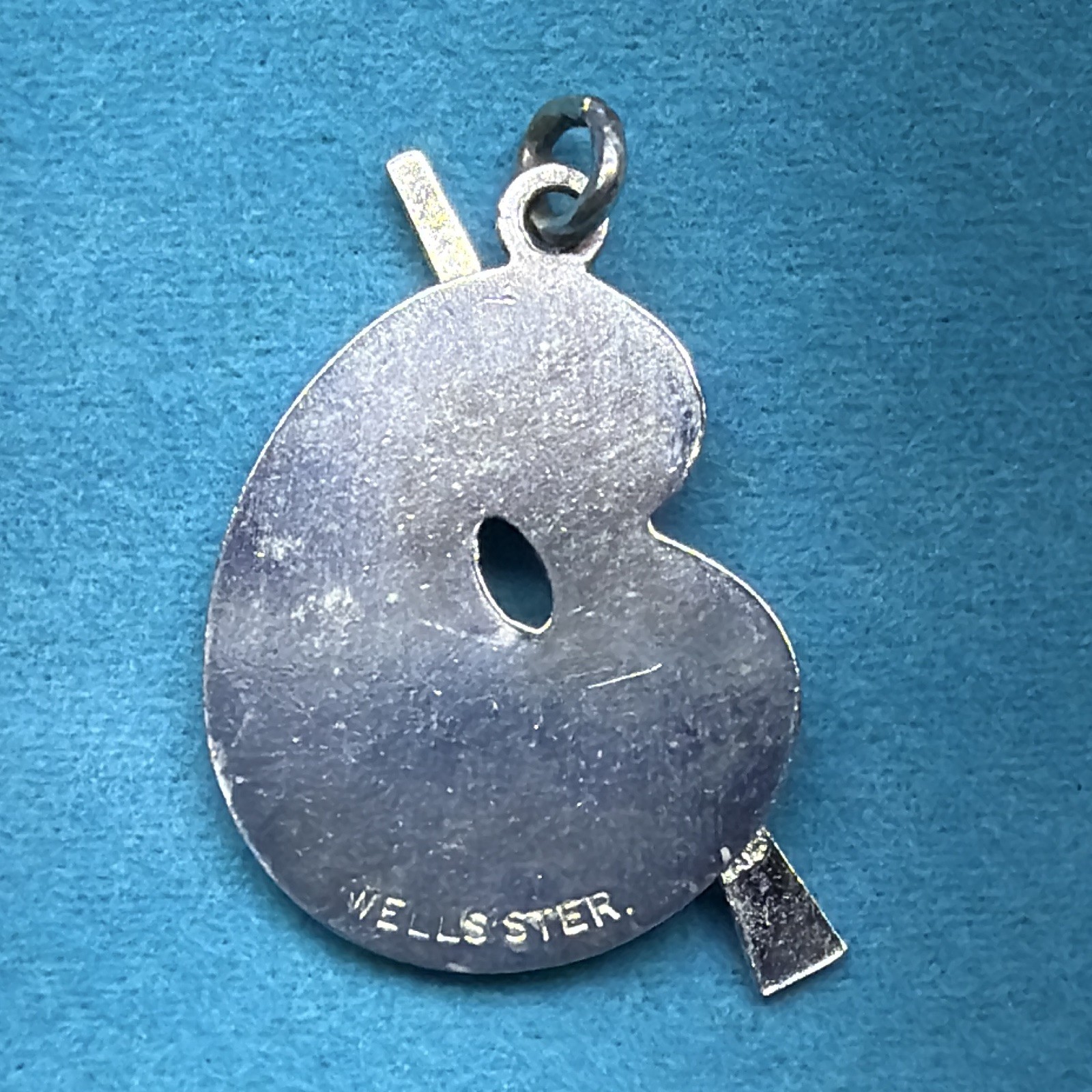 Wells Sterling 925 Sterling Silver Artist Palette Charm Pendant Signed