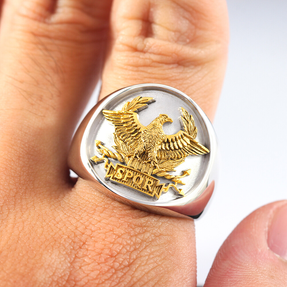 The Roman SPQR Eagle Emblem To Senatus Populusque Romanus Sterling Silver Ring
