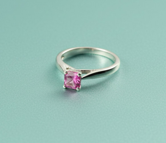 Elegant Simulated Pink Tourmaline Engagement Ring 925 Sterling Silver All Sizes