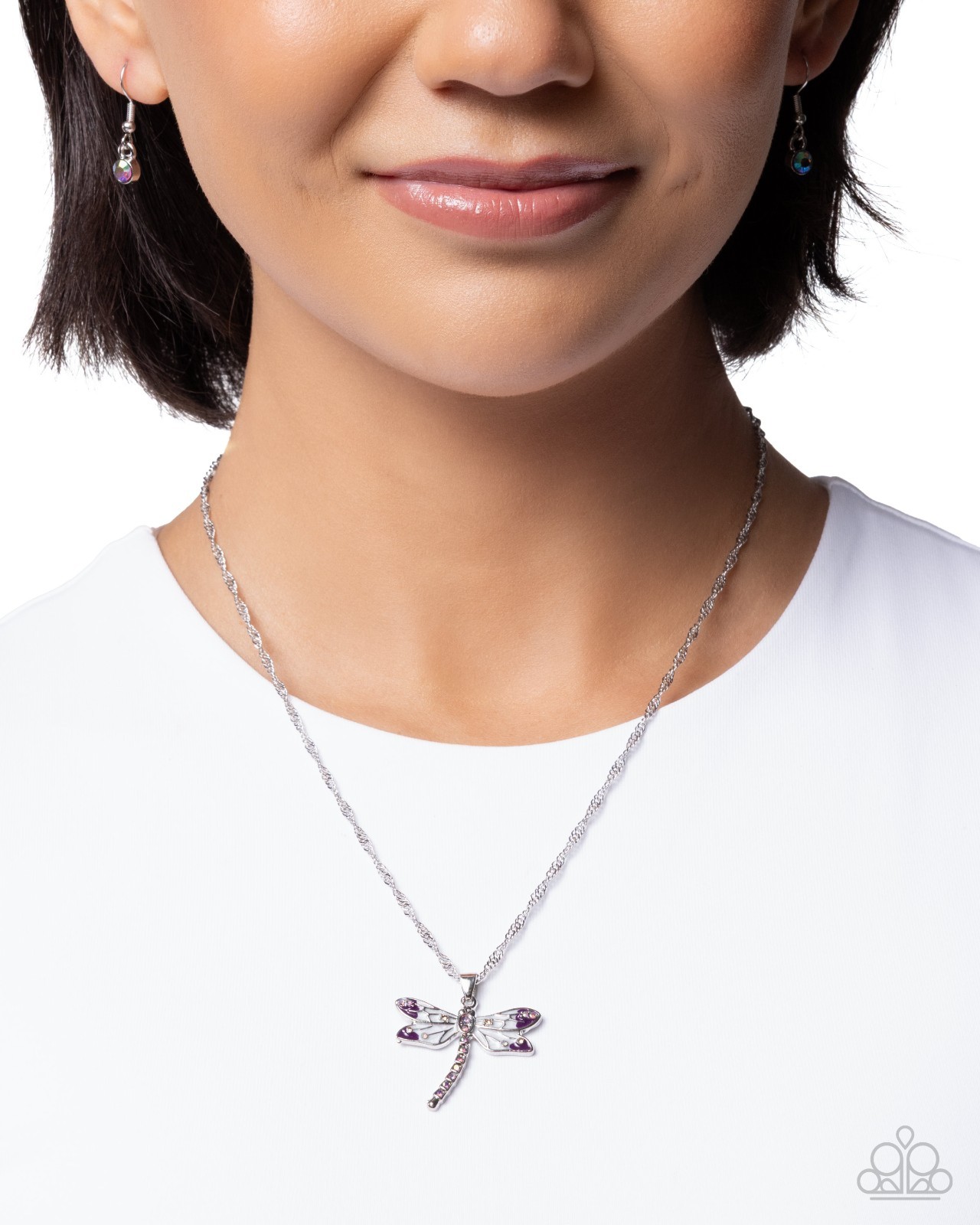Paparazzi Dragonfly Debut – Purple – Rhinestones – Paint – Silver Dragonfly – Ne